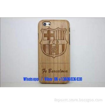 Barcelona Design Natural Bamboo Wood Cell Phone Case For Ip